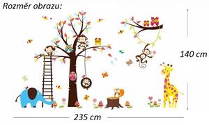 Živá Zeď Samolepka Strom s houpačkou a zvířátky ze ZOO