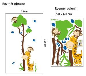 Živá Zeď Samolepka metr Žirafa s opičkami