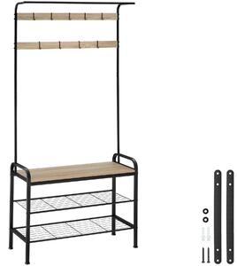 Tectake Věšák s botníkem - 85,5x36x184cm,Industrial světlé dřevo, dub Sonoma