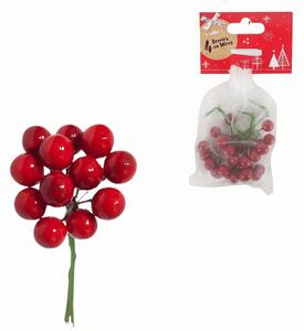 Vánoční dekorace na drátku BERRIES 9 cm, červená