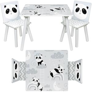 Dětský dřevěný stůl se židlemi Panda
