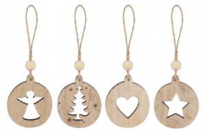 Vánoční ozdoba RUSTIC JOY dřevěná 7,5 cm - různé vzory