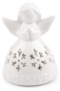 Porcelánový anděl svítící - 1 bílá vločka
