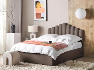 Sametová postel s úložným prostorem 160 x 200 cm šedá/béžová VINCENNES