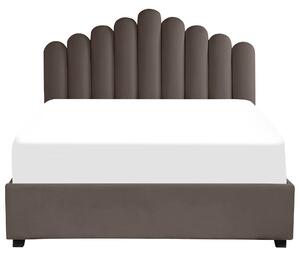 Sametová postel s úložným prostorem 160 x 200 cm šedá/béžová VINCENNES