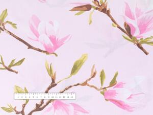 Biante Bavlněný povlak na polštář s lemem Sandra SA-233 Květy magnolie na růžovém 30 x 50 cm