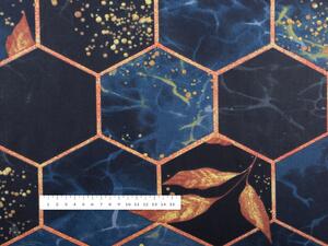 Bavlněná látka/plátno Sandra SA-232 Tmavě modré hexagony - šířka 160 cm