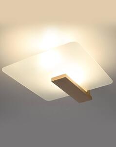 Stropní svítidlo Lappo, 1x mléčné skleněné stínítko, dřevo