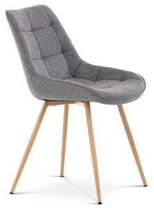 Autronic CT-394 GREY2 - Jídelní židle, potah šedá látka, kovové nohy, 3D dekor dub
