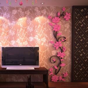 Živá Zeď Samolepka Světle růžové 3D Kytky Velikost: XL-150 x 45 cm