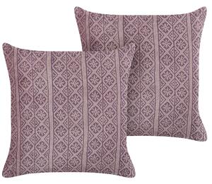 Sada 2 dekorativních polštářů SILYBUM Umělý samet 45 x 45 cm Růžová Geometrický vzor