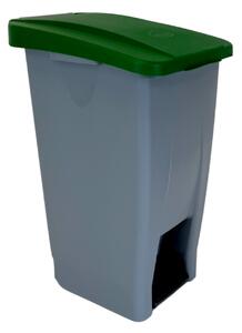 Denox nášlapný odpadkový koš na tříděný odpad 60 L, zelené víko, plastový s kolečky