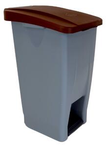 Denox nášlapný odpadkový koš na tříděný odpad 60 L, hnědé víko, plastový s kolečky