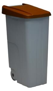 Denox odpadkový koš RECICLO na tříděný odpad 110 L, hnědé víko, plastový s kolečky