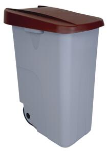 Denox odpadkový koš RECICLO na tříděný odpad 85 L, hnědé víko, plastový s kolečky