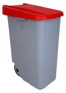 Denox odpadkový koš RECICLO na tříděný odpad 85 L, červené víko, plastový s kolečky