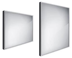 Černé zrcadlo NIMCO LED s podsvícením 80 x 70 cm