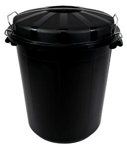 Denox nádoba na odpad s víkem INDUSTRIAL, 50 L, bezpečnostní uzavírání, černý, pevný plast