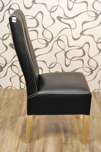 Jídelní čalouněná židle 8429A černá 105x45x50 cm imitace kůže dřevo
