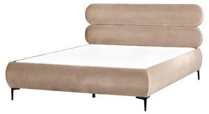 Postel Umělý samet LESSAY 160 x 200 cm Taupe