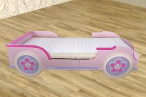 Dětská postel auto 11158 růžová dřevolaminát