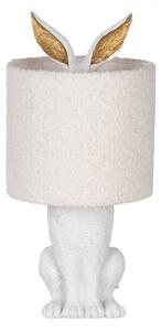Bílo-zlatá stolní lampa králík s bílým režným stínidlem Konijn – 20x43 cm