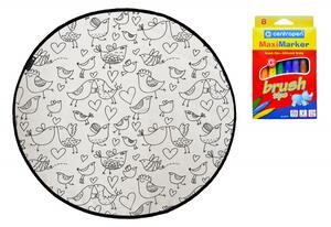 Dětský koberec omalovánka Butter Kings Kissing birds | Průměr 130 cm