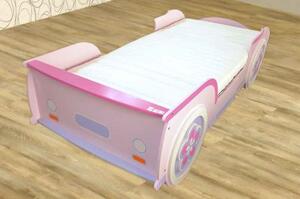 Dětská postel auto 11158 růžová dřevolaminát