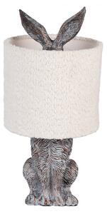 Hnědošedá stolní lampa králík s bílým režným stínidlem Konijn – 20x43 cm