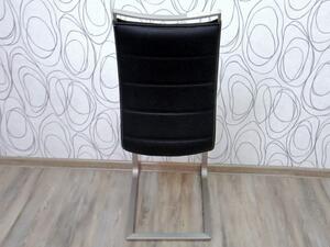 Kuchyňská židle LEZUZA 16015A 102x42x58 cm nerez imitace kůže barva černá