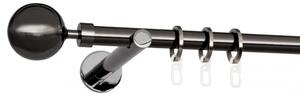 Kovové garnýže Nabucco 19 mm Modern, R., Délka 160 cm, Barva Černá onyx, Provedení Jednoduché, Uchycení látky na tunýlek (bez kroužků)