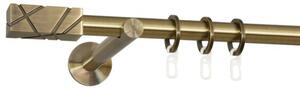 Kovové garnýže Rete 19 mm Modern, R., Délka 160 cm, Barva Starožitná mosaz, Provedení Jednoduché, Uchycení látky kroužky s háčky