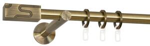 Kovové garnýže Zumi 19 mm Modern, R., Barva Starožitná mosaz, Provedení Jednoduché, Uchycení látky na tunýlek (bez kroužků), Délka 200 cm