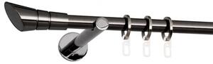 Kovové garnýže Saloma 19 mm Modern, R., Délka 160 cm, Barva Černá onyx, Provedení Jednoduché, Uchycení látky na tunýlek (bez kroužků)