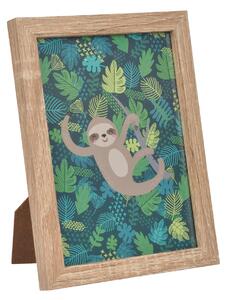 Homea Dětský obrázek s rámečkem lenochod 13 x 18 cm