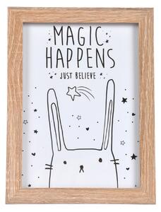 Homea Dětský obrázek s rámečkem králík Magic Happens 13 x 18 cm