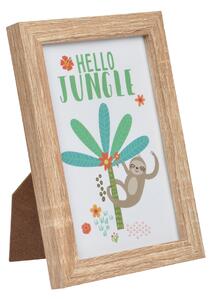 Homea Dětský obrázek s rámečkem lenochod Hello Jungle 10 x 15 cm