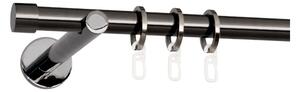 Kovové garnýže Rullo 19 mm Modern, R., Délka 160 cm, Barva Černá onyx, Provedení Jednoduché, Uchycení látky na tunýlek (bez kroužků)