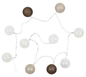 Home Deco Light Girlanda s 10 LED koulemi hnědá krémová bílá