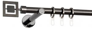 Kovové garnýže Veneto 19 mm Modern, R., Délka 160 cm, Barva Černá onyx, Provedení Jednoduché, Uchycení látky kroužky s háčky