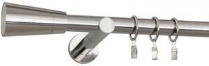 Kovové garnýže Classico 25 mm Modern, R., Délka 160 cm, Barva Efekt nerezi, Provedení Jednoduché, Uchycení látky kroužky s háčky