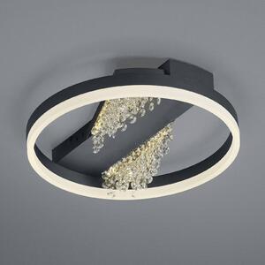 LED stropní svítidlo Dunja s křišťálovým vzhledem černé barvy
