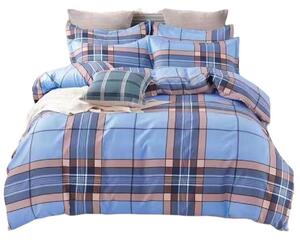 Bavlissimo 2-dílné povlečení kárované modrá béžová 140x200 na jednu postel množství v balení: 1 x přikrývka, 1 x polštář