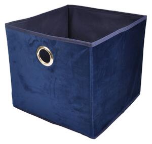 Homea Textilní úložný box sametový tmavě modrý 31x31x28 cm