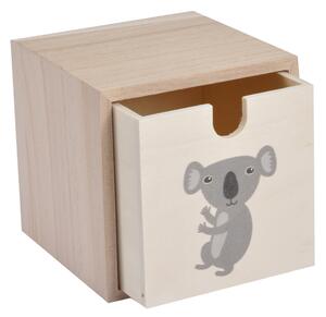 Homea Dětský dřevěný box se šuplíkem koala 12x12x12 cm