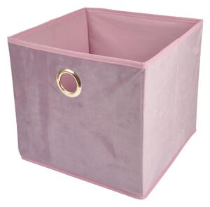 Homea Textilní úložný box sametový růžový 31x31x28 cm