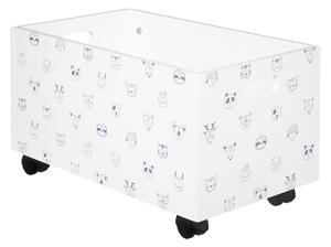 Atmosphera Dětský dřevěný box na kolečkách se zvířátky bílý 28x48x28 cm