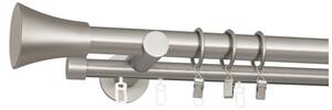 Kovové garnýže Tazza 25 mm Modern, R., Délka 160 cm, Barva Matný nikl, Provedení Dvojité, Uchycení látky kroužky s žabkou