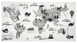 Home Deco Kids Dětský koberec mapa světa šedý 140 x 70 cm