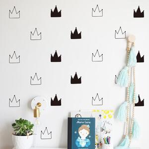 Funlife Samolepky do dětského pokoje černobílé korunky 6 x 7 cm